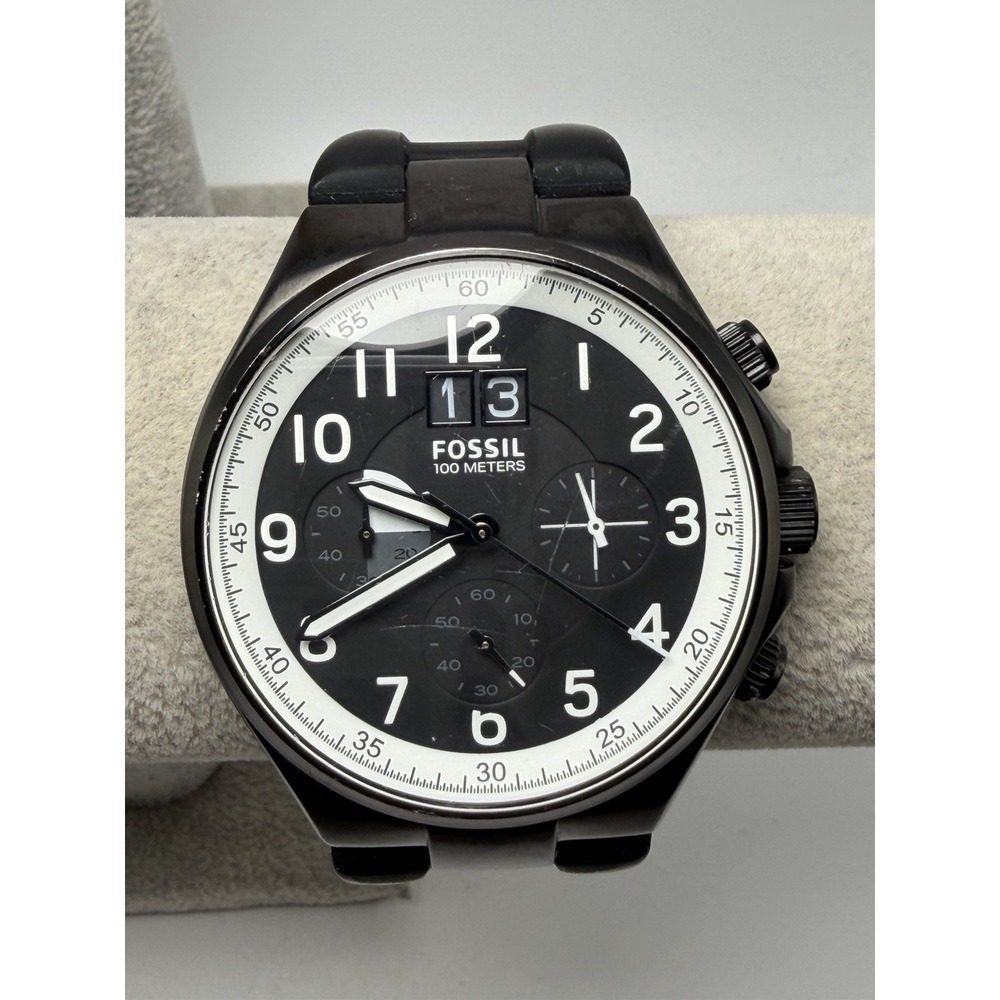Fossil Mens New Battery CH2918 Qualifier Chronograph Black Watch 47MM 8.5"